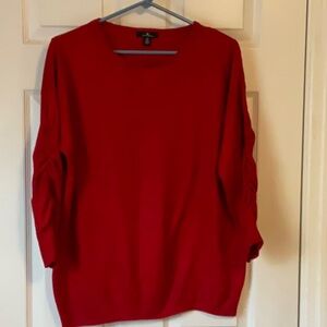 Jules & Leopoldo Women’s Red Ruffle Sleeves 3/4 Oversized Sweater Size Small